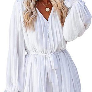 White Pleated Romper
